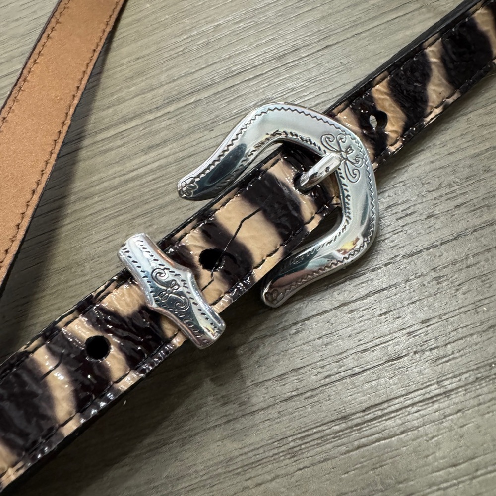 Brighton Black and Tan Leopard Belt with Engraved Silver Buckle - Picture 2 of 7